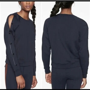NEW Athleta Black Sweater Snappy Sweatshirt Long Sleeve Snap Button XS